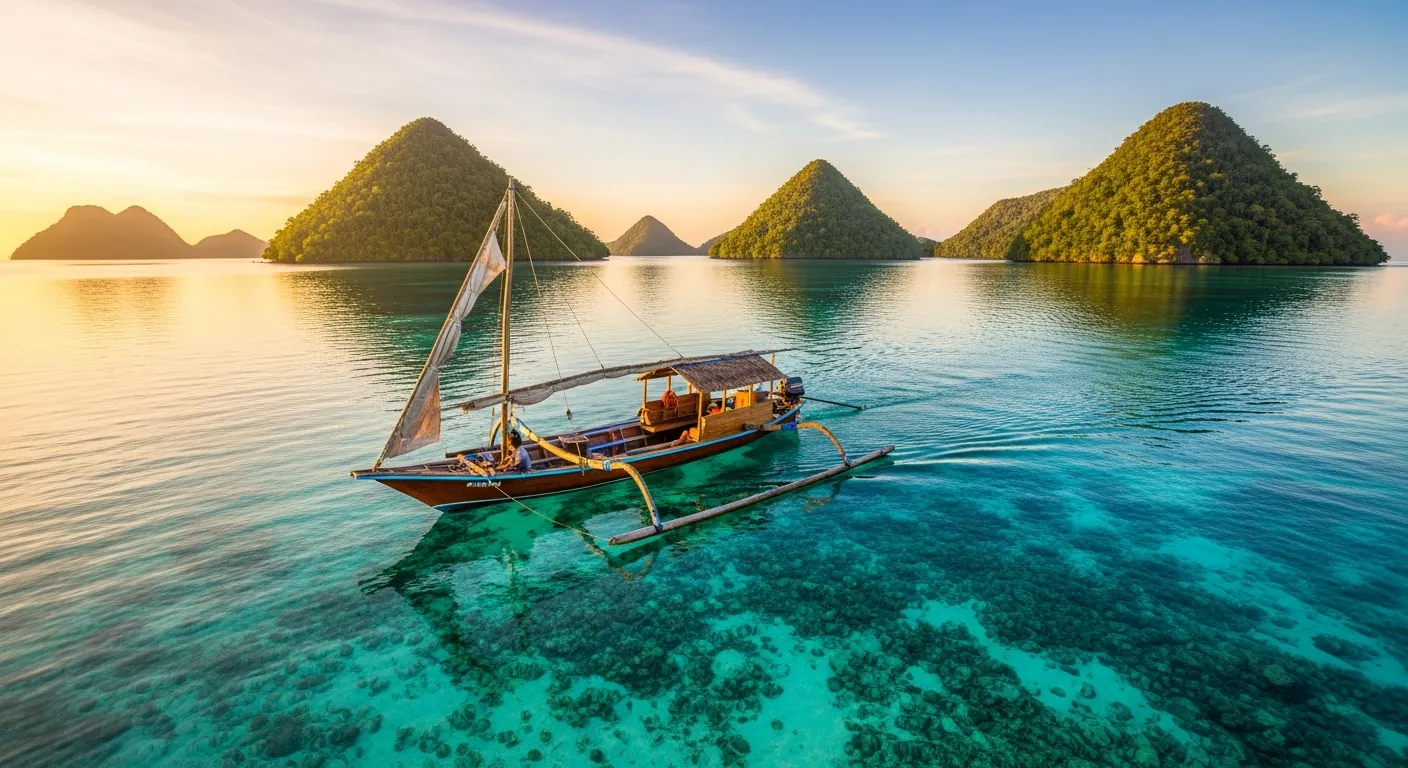 Island-hopping boat in the Togean Islands